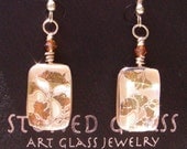 Gold Dichroic Glass Ginko Earrings