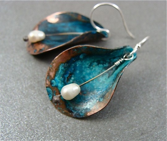 copper cala lily  earrings