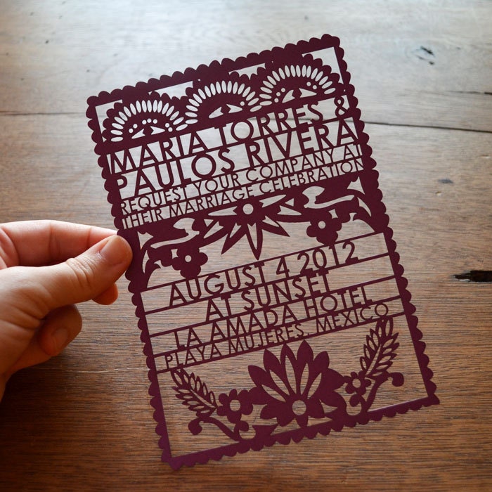 Papel Picado Laser Cut Wedding Invitation