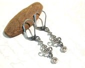 Antique Silver Filigree Swarovski Crystal Earrings