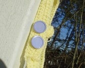 Spring Sprung crochet choker soft yellow with pale purple vintage buttons closure