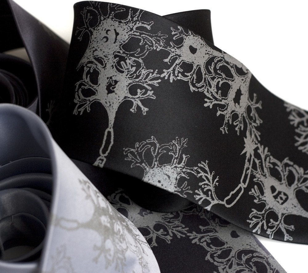 Nervous Energy tie, aka Fried Brains. Silkscreened microfiber necktie.