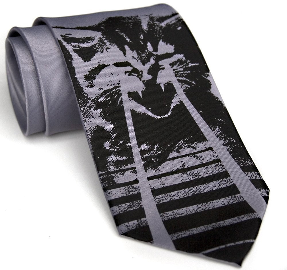 Laser Kitten - men's necktie. OMG cats. Regular width silkscreen tie. Choose standard or narrow.