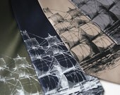 Clipper ship, screen printed microfiber necktie