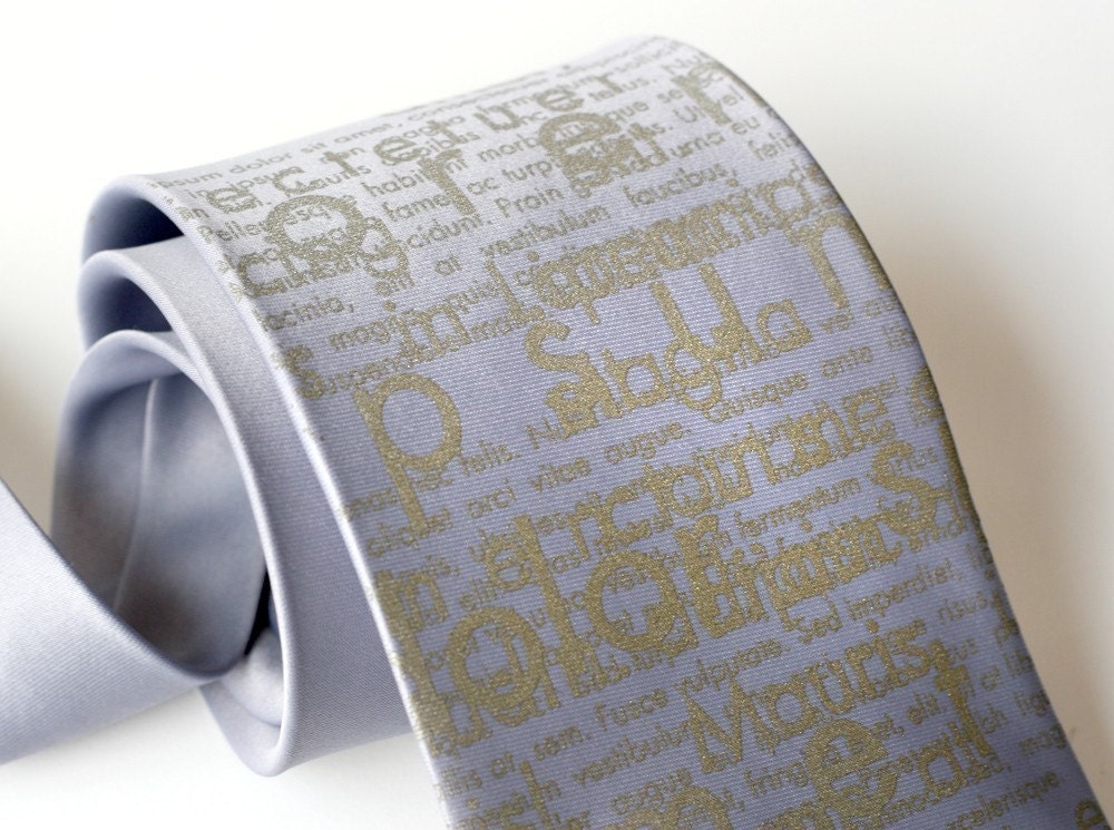 Mod screen printed necktie "Placeholder." Lorem Ipsum microfiber tie. Choose narrow, standard, skinny or extra long.