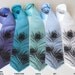 Peacock feather men's silk necktie. Silkscreened tie, black print.
