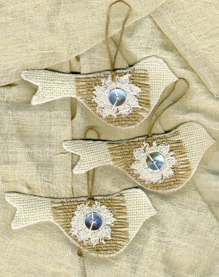 Lace, ribbon, and burlap gift tags package tie ons