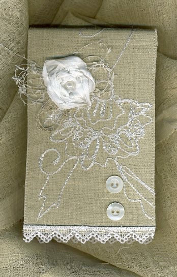 Journal or notebook shabby chic handmade linen cover
