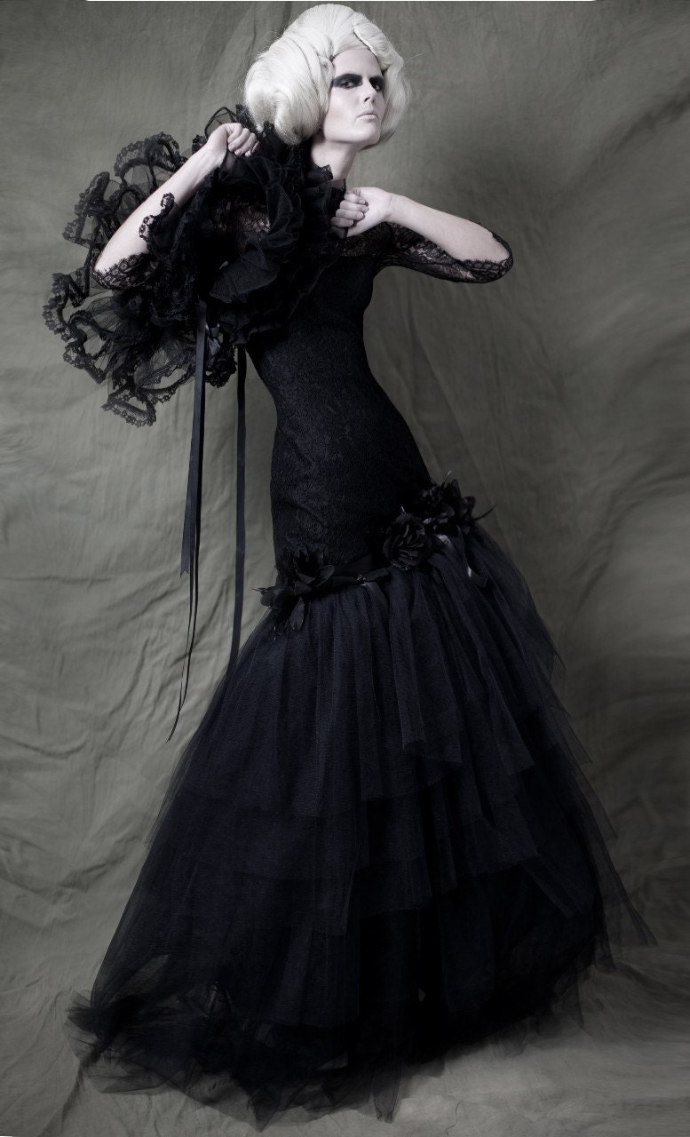 Gothic Burlesque Tulle & Lace Prom Queen Shrug Theatre Haute Couture Gaga Evening Glamour DARKER MY LOVE by Lovechild Boudoir