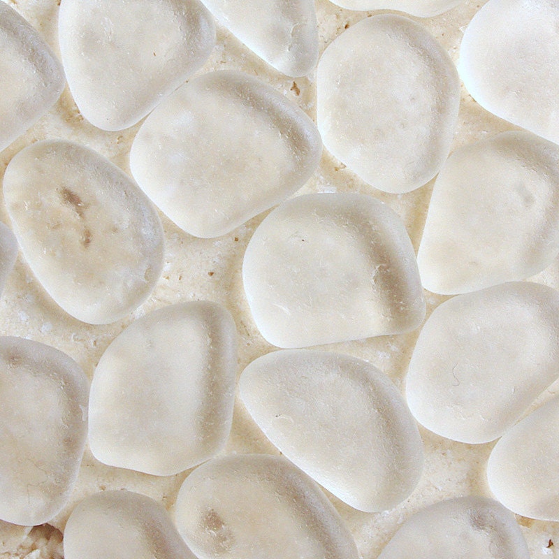 White Genuine Sea Glass - 20 Pieces Loose Seaglass - Mosaic Craft Supplies