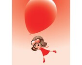 Red Balloon and Little Girl Print