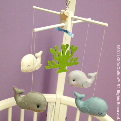 WHALES TALE Baby Mobile (Artist Choice Colors) - for Modern Nursery Decor, Baby Crib, or Playroom