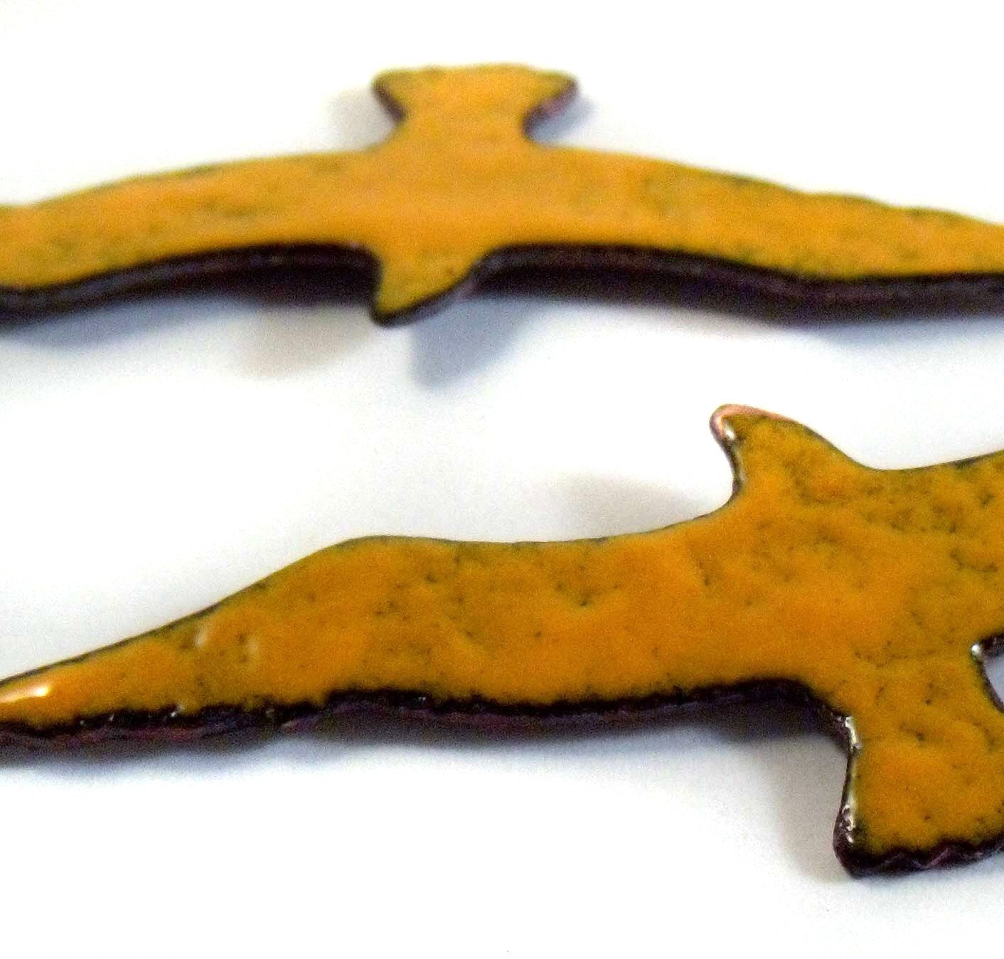 marigold orange hawk enamel earrings