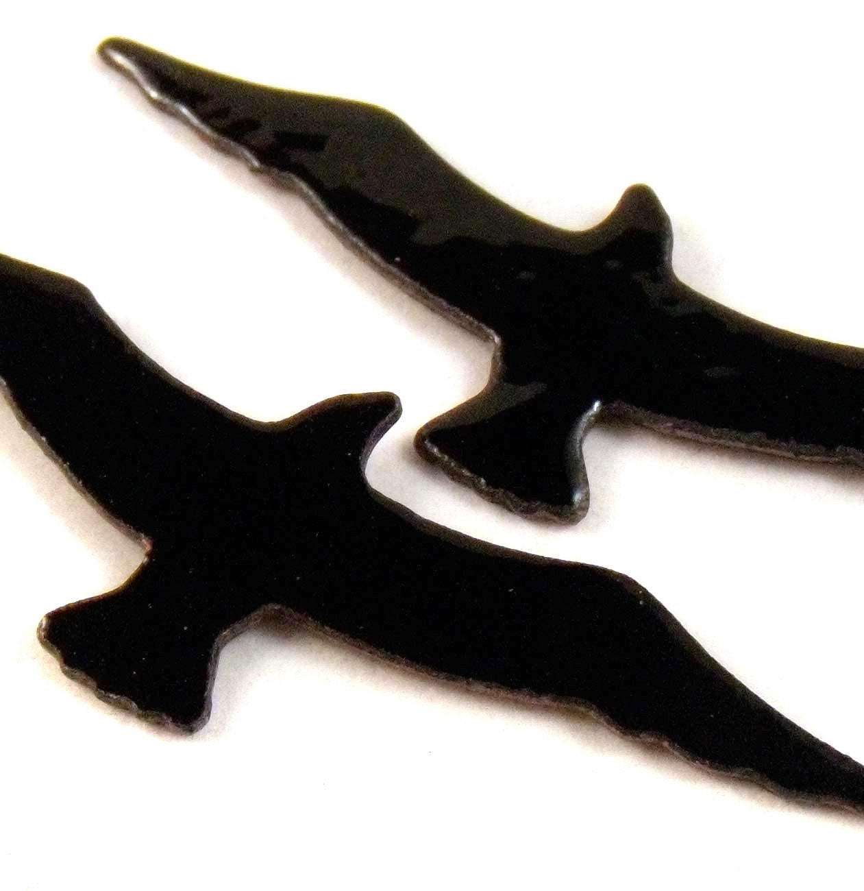 soaring hawk enamel earrings / onyx black
