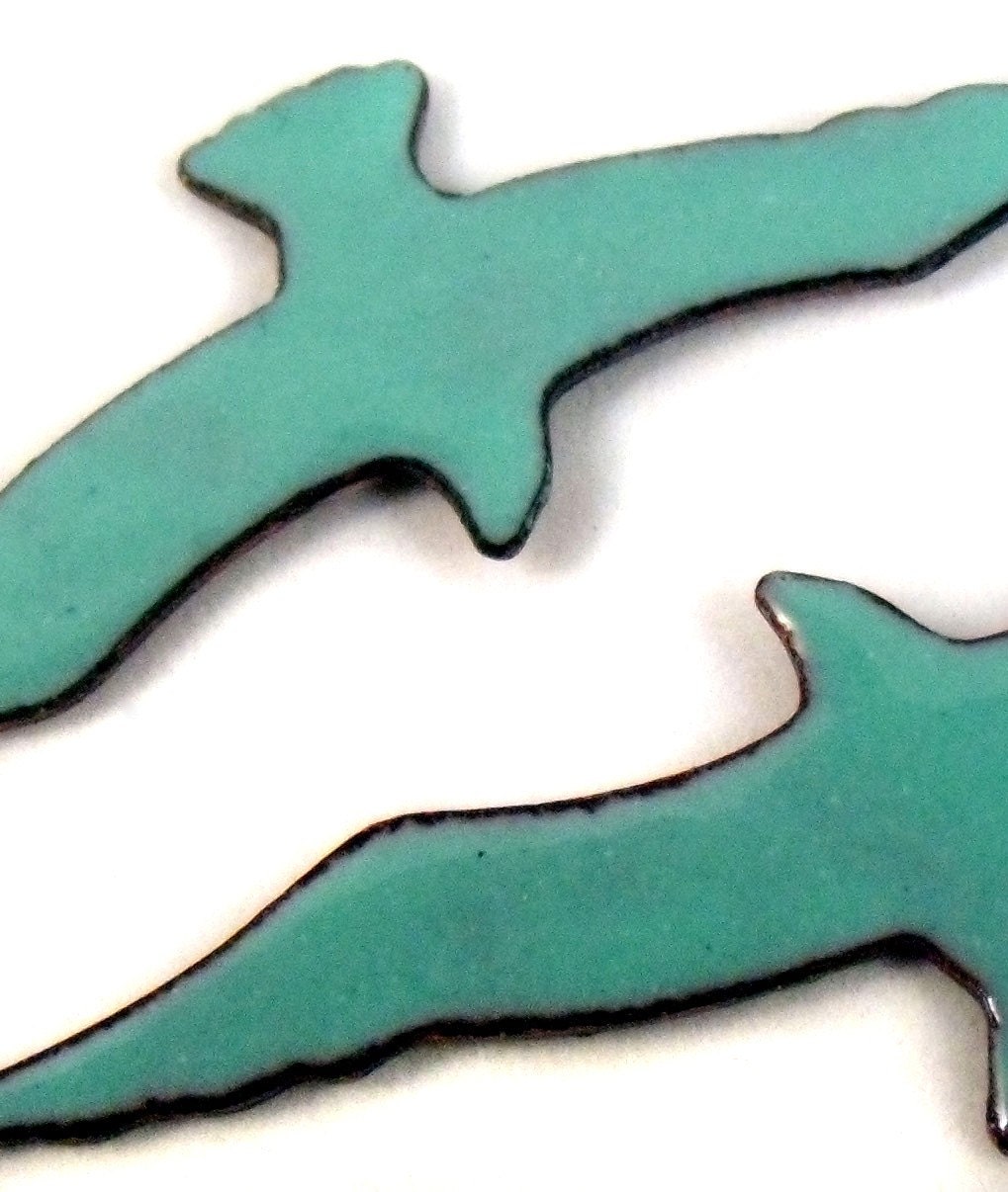 hawk enamel earrings / seafoam green