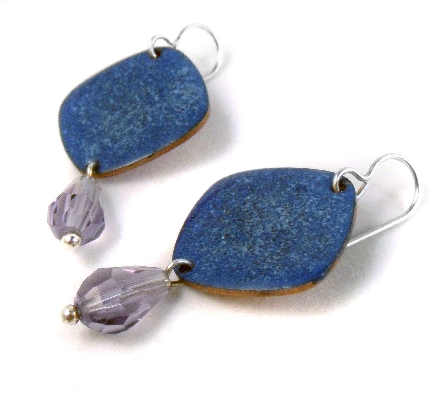 atlantic ocean enamel earrings / speckled blue, violet