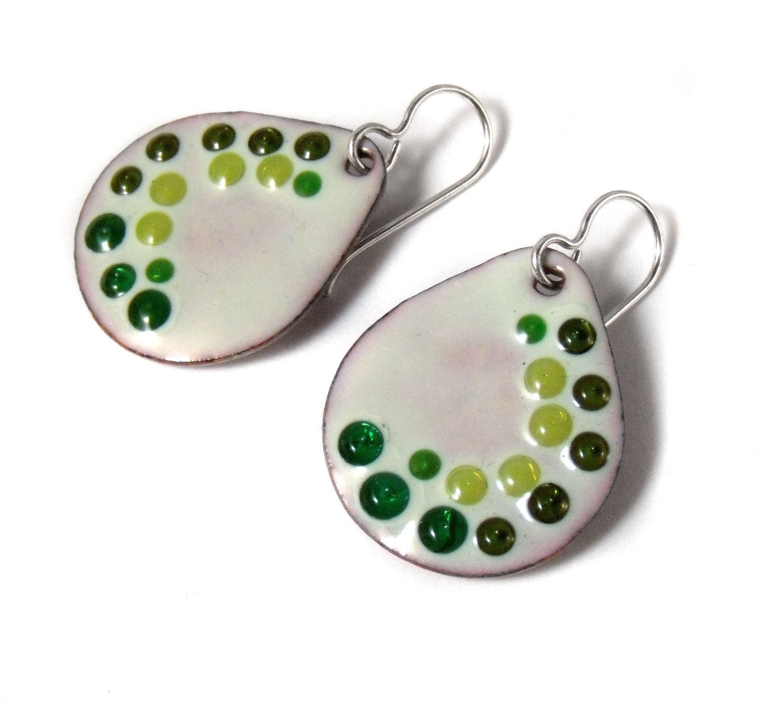 succulent jade enamel earrings / celery and spring green