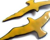 hawk enamel earrings / mango yellow orange