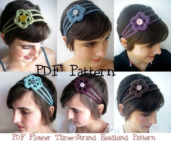 Crochet Pattern PDF Flower Headband Women Easy How-to