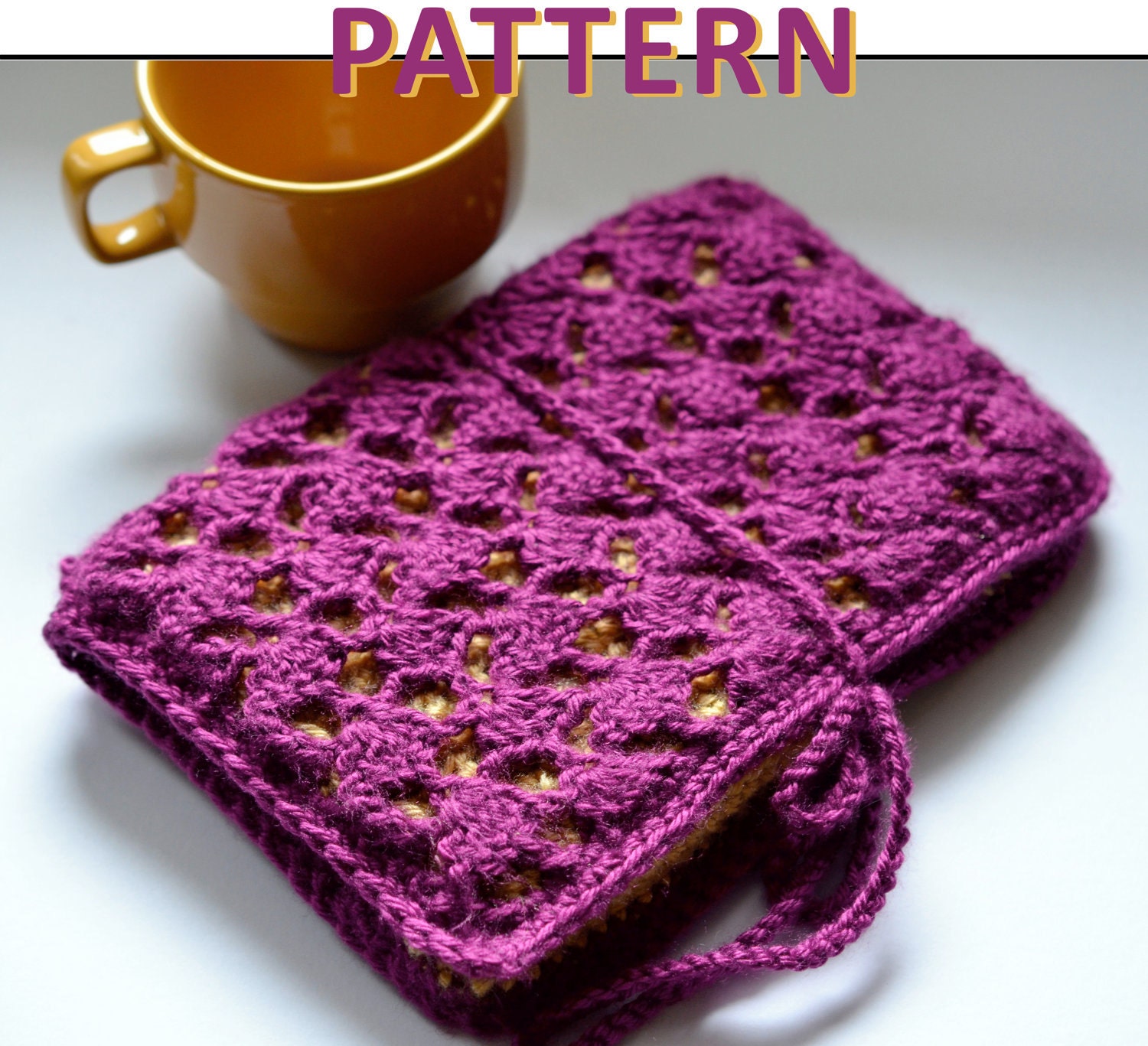 CROCHET PATTERN Lace Kindle Nook eReader Case Cozy Holder PDF