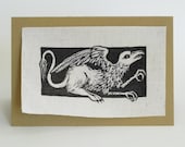 Gryphon Woodcut Patch