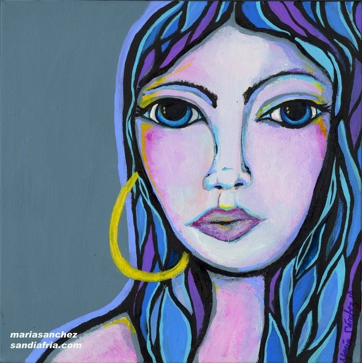Azul Blue portrait 8x8 inches