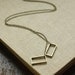 RESERVED geometric rectangle necklace with raw brass pendants on a long chain, geometric jewelry