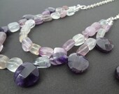 LAYER EFFECTS beaded handmade necklace and earrings set made with semi-precious stones and all sterling silver parts