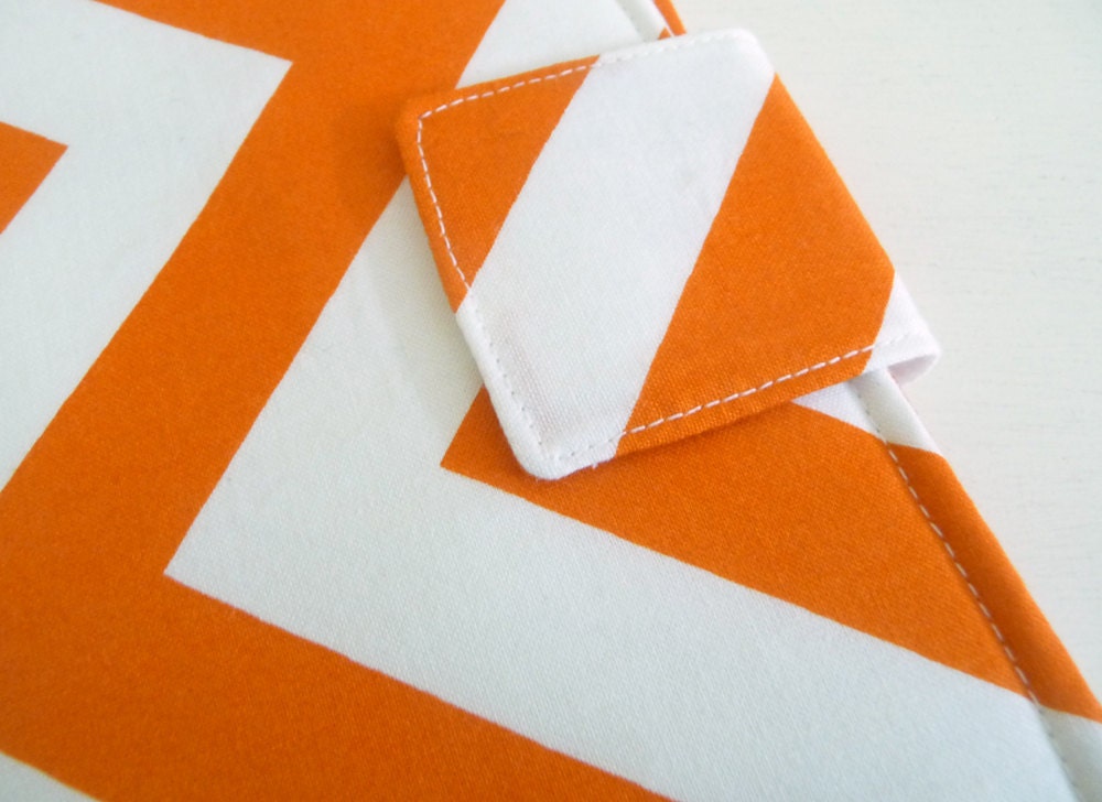 iPad, Kindle, Nook, Kobo Cover - Tangerine Orange and White Zig Zags - Made to Order