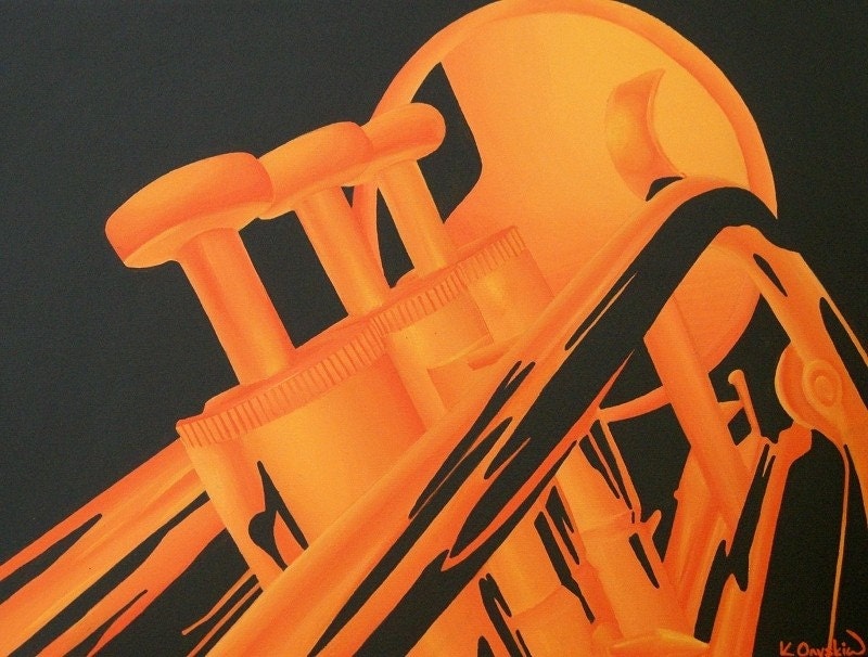 Orange Cornet acrylic painting