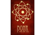 24x36 Science Art Print Atomic Structure Niels Bohr Nucleus Steampunk Rock Star Scientist Poster Geek Chic Decor Nerd Scientific Diagram