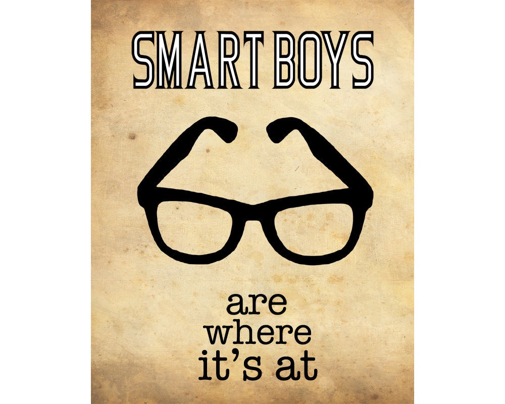 16x20 Geek Art Print - Smart Boys Nerd Decor Hipster Glasses Reading Books Study School Nerdy Boy Geeky