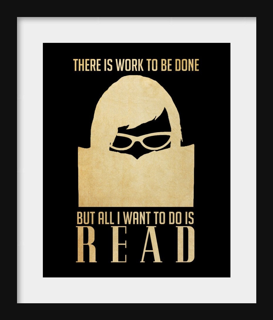 11x14 Book Lovers Art Print Reading Glasses Girl Woman Geek Chic Nerdy Smart Poster Wall Decor Digital Graphic Illustration Library Love