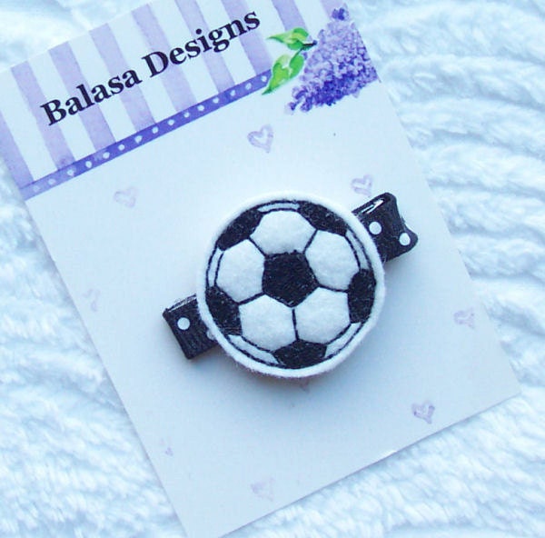 Boutique Felt Soccer Ball  Hair Clippie