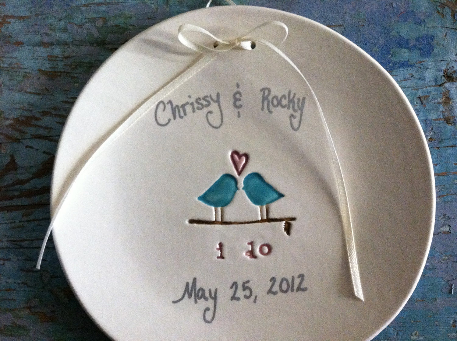 Wedding Gift Love Birds Personalized Wall Hanging