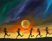 Kokopelli Flute Player Music orange Sunset Runners Southwest