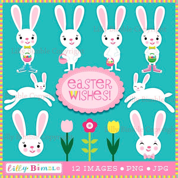 Instant Download Easter Wishes Bunny clipart for cards, crafts, scrapbooking and design Il_170x135
