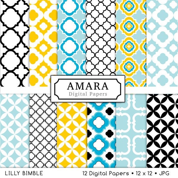 Amara Digital Papers Quatrefoil lattice work for photo cards, stationary Il_570xn