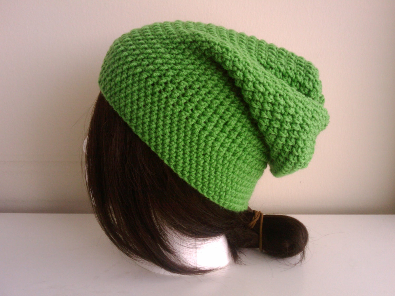 Wool Slouch Toque Hat Bright Green Wasabi Men Women TALLY