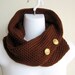 Dark Brown Cowl Infinity Neckwarmer Brass Buttons PEYTON