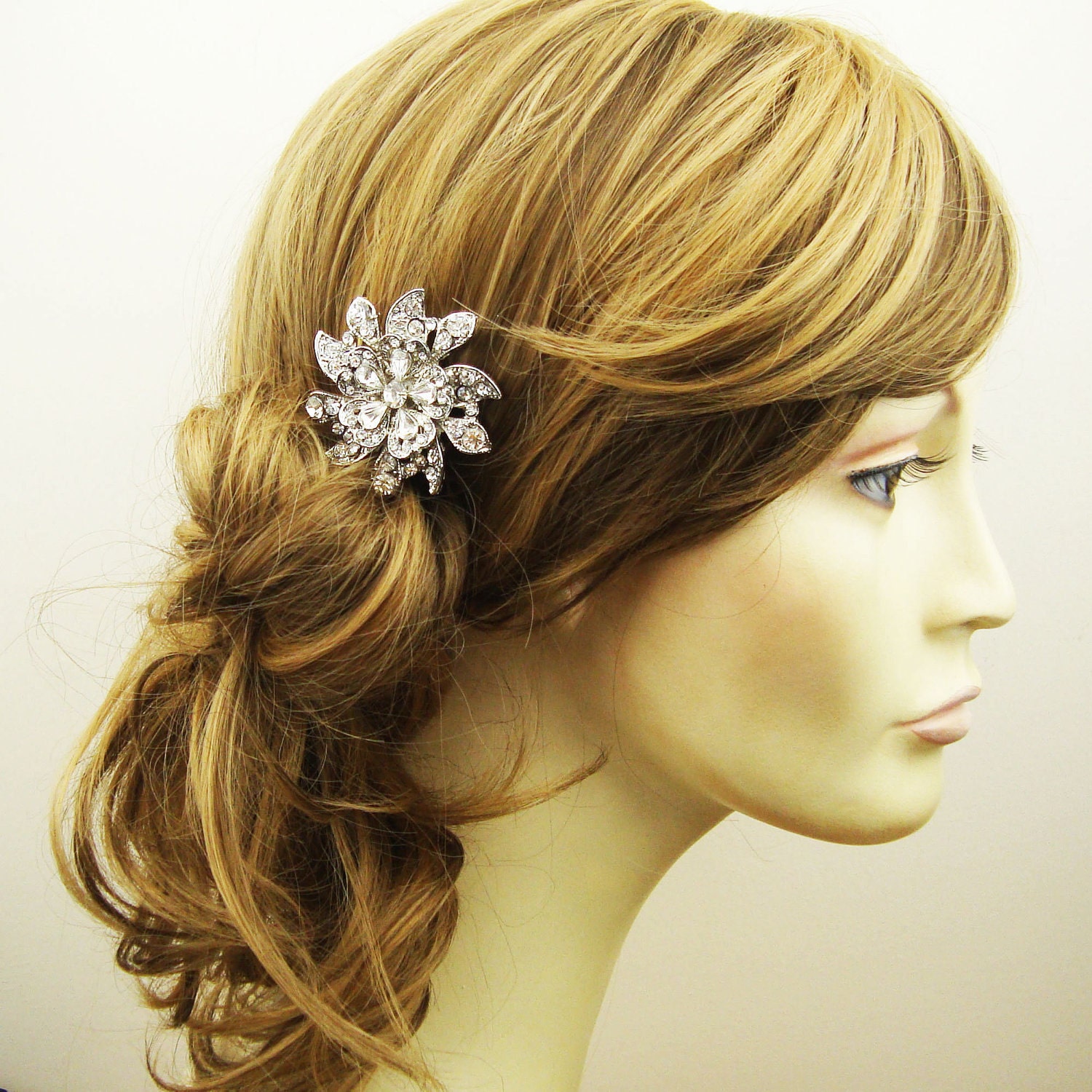 Crystal Bridal Hair Comb, Vintage Wedding Hairpiece, Bridal Wedding Head Piece, Victorian Flower Hair Comb, MIRABELLE