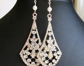 Vintage Style Rhinestone Chandelier Bridal Earrings, Long Crystal Wedding Earrings, Long Chandelier Earrings, ANYA