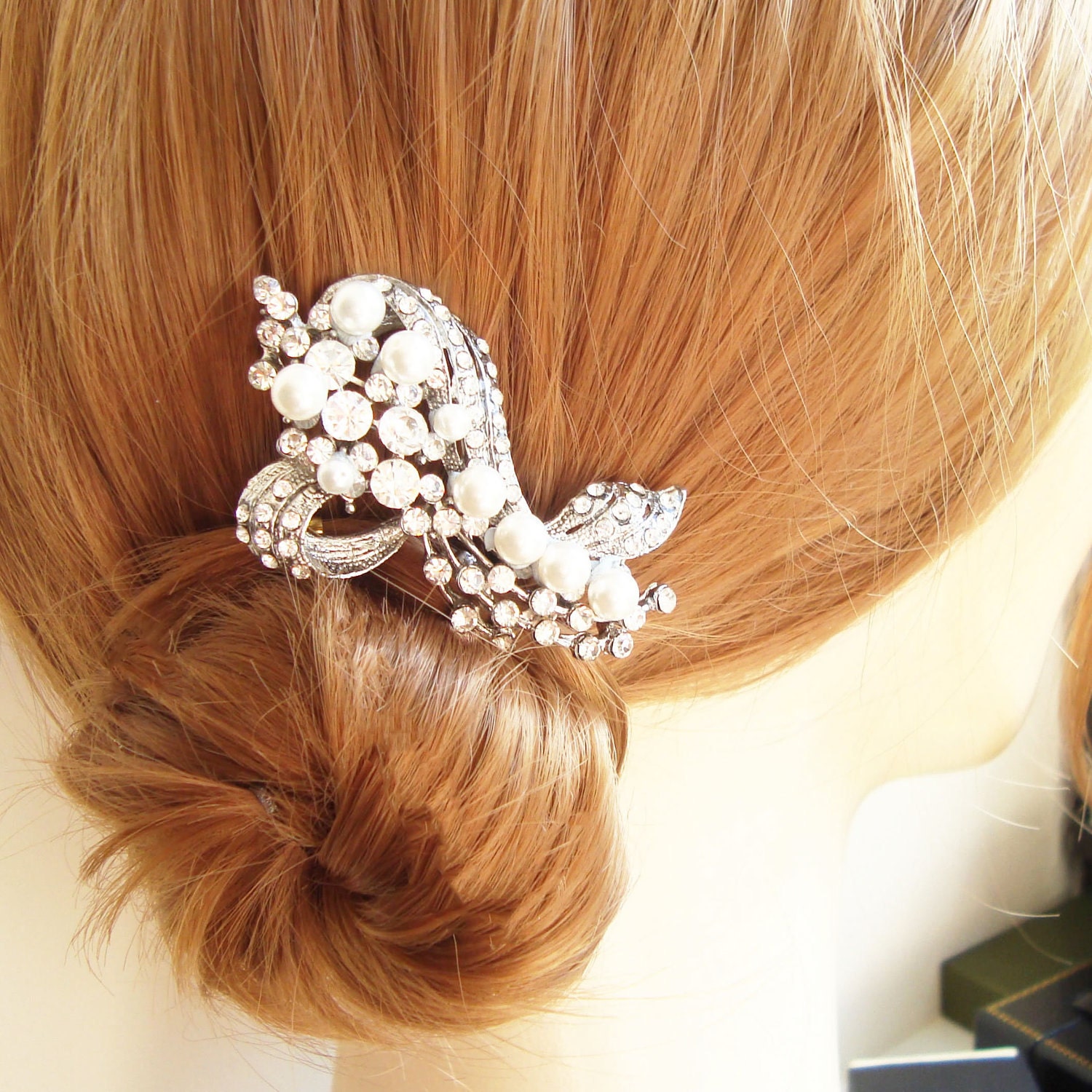 Wedding Hair Comb, Bridal Hair Accessories, Vintage Wedding Hair Comb, Pearl Hair Comb, Old Hollywood Bridal Comb, BETTE