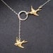 Bird Jewelry, Bird Lariat Necklace, Sterling Silver Lariat Necklace, Sparrow Charms, THE JOURNEY HOME