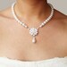 Bridal Pearl Necklace, Vintage Style Wedding Necklace, Rhinestone Bridal Jewelry, Silver Wedding Jewelry, ELIZABETH