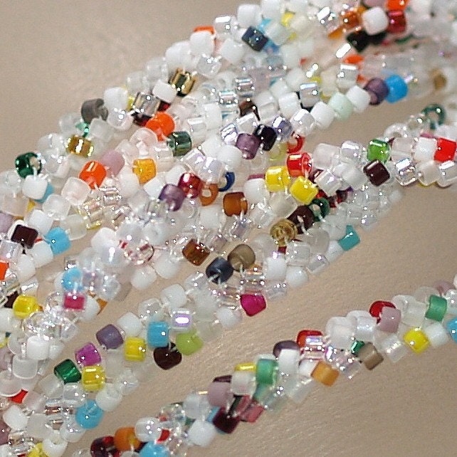 Confetti Spaghetti ... Necklace or Bracelet . Beadwoven . Beadweaving . Ndebele Rope . Multicolor . Sprinkles . Rainbow . Custom Colors