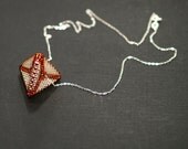 Silver and Bronze Pyramid ... Pendant . Necklace . Sterling Silver Chain . Geometric . Peyote Triangle . Metallic . Sparkle