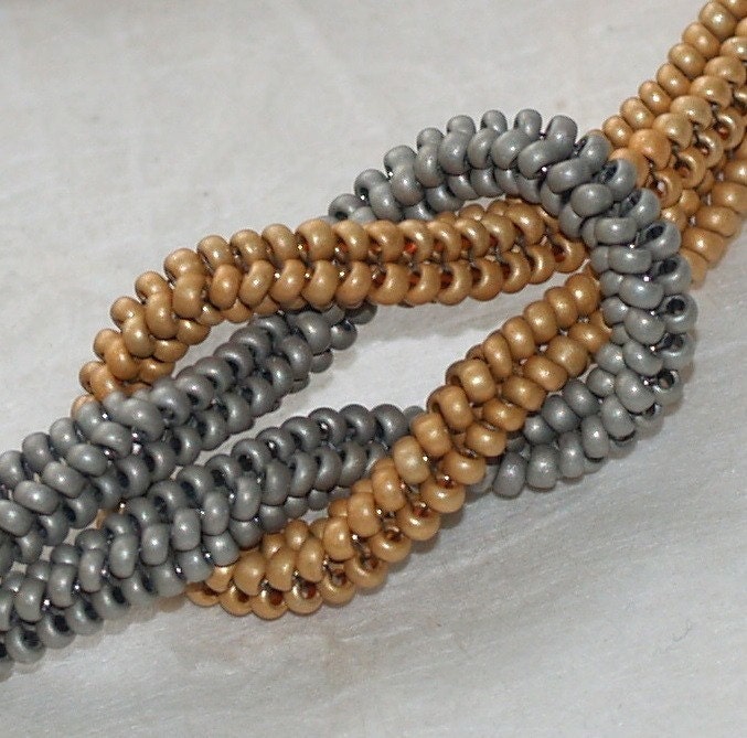 Precious ... Bracelet . Matte Silver . Satiny Gold . Knotted . Beadwoven . Magnetic Closure . Chic . Knot Ready for Prime Time