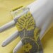 Yellow Windowleaf ... Peyote Bracelet . Beadwoven Cuff . Classic Colors . Leaves . Plants . Nature Inspired . Tropical . Summery . Pale Gray