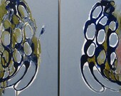 Original Painting Large Abstract Mixed Media Acrylic Diptych Art by Aisyah Ang Size 24x48 with Cert